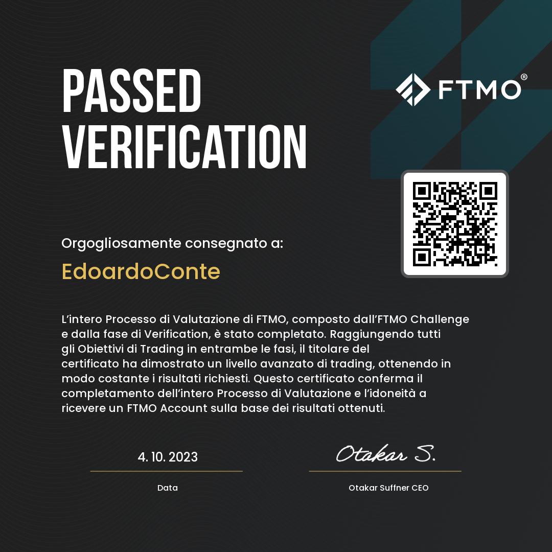 Certificato FTMO 1